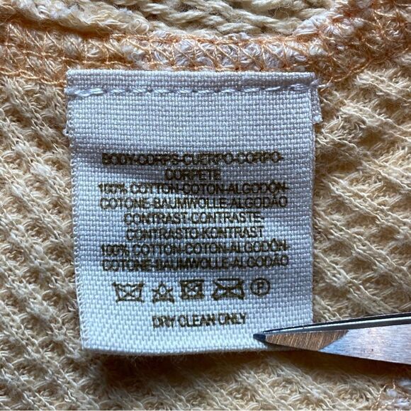 We The Free Peach Color Mixed Knit and Waffle fabric High Low Hem Sweater Size S - Picture 4 of 10